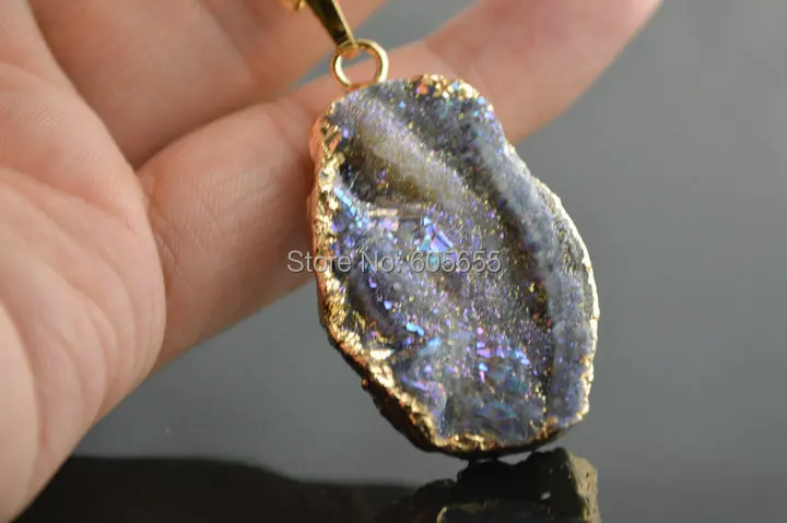 Серый цвет Drusy грубый камень ломтик подвески