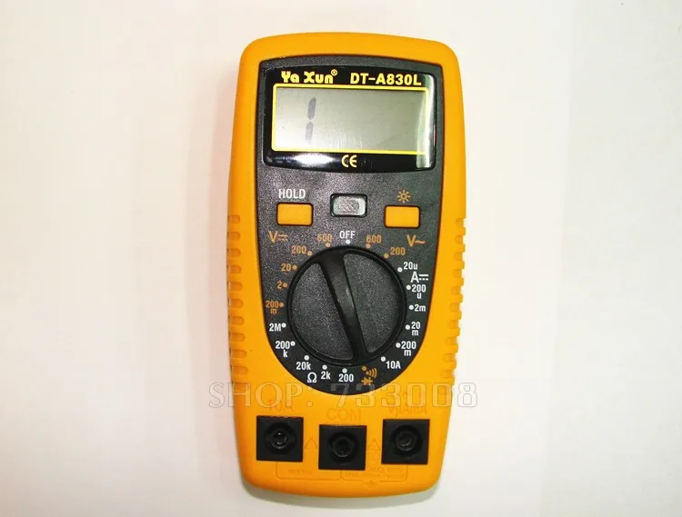 YAXUN мультиметр A830L AC/DC цифровой электронный измеритель, тестер инструмент цифровой мультиметр с ЖК-дисплеем задний светильник 500 В
