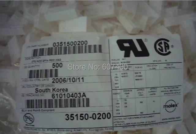 0351500200 CONN HSG штекер 2POS 6,20 мм NAT 35150-0200 MOLEX Соединители Клеммы корпуса новые и оригинальные детали