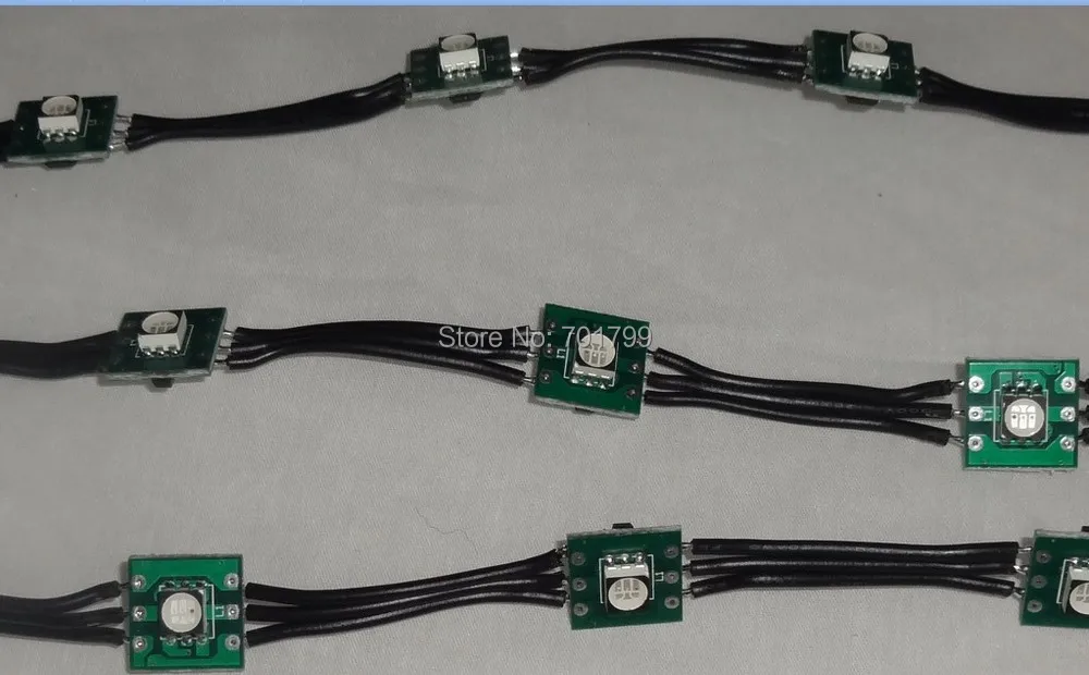 Черный DC12V WS2811 LED 5050 SMD Pixel узел; 100 шт. строка; черные провода; 5 см провода интервал