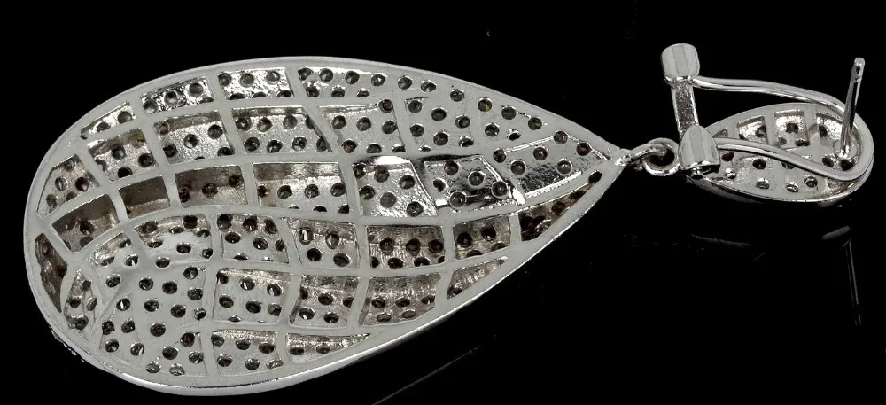 Роскошные серьги Серьги Установка белый камень cz drop Серьги большой кристалл серьги новые ювелирные изделия Бесплатная доставка