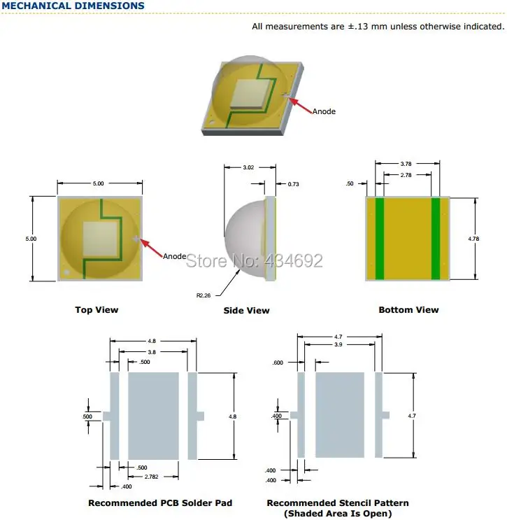 11-XlampXM-L2 MECHANICAL DIMENSIONS