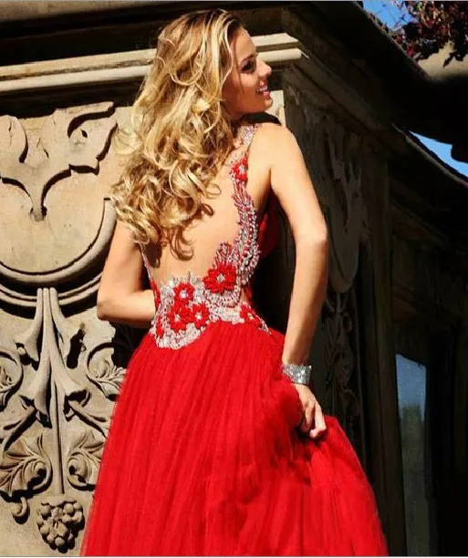 Новинка vestidos формальное сексуальная спинки v-образный вырез элегантный бисероплетение цветы ну вечеринку вечернее платье красные платья выпускного вечера