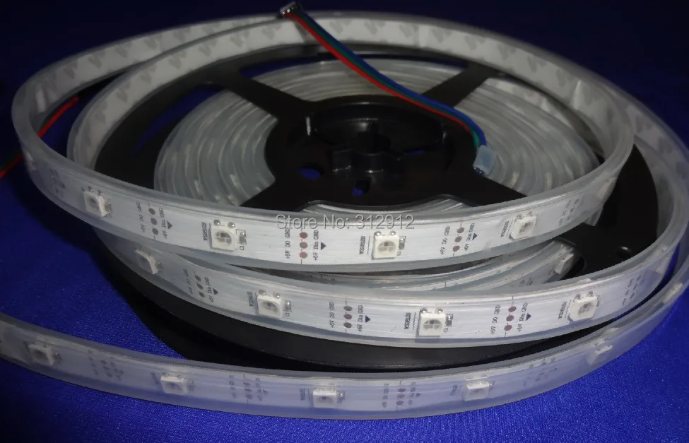 5 м DC5V WS2812B привело пикселей Srip, IP68 в силиконовой трубки, 30 шт. WS2812B/M с 30 пикселей; 36 Вт белый PCB