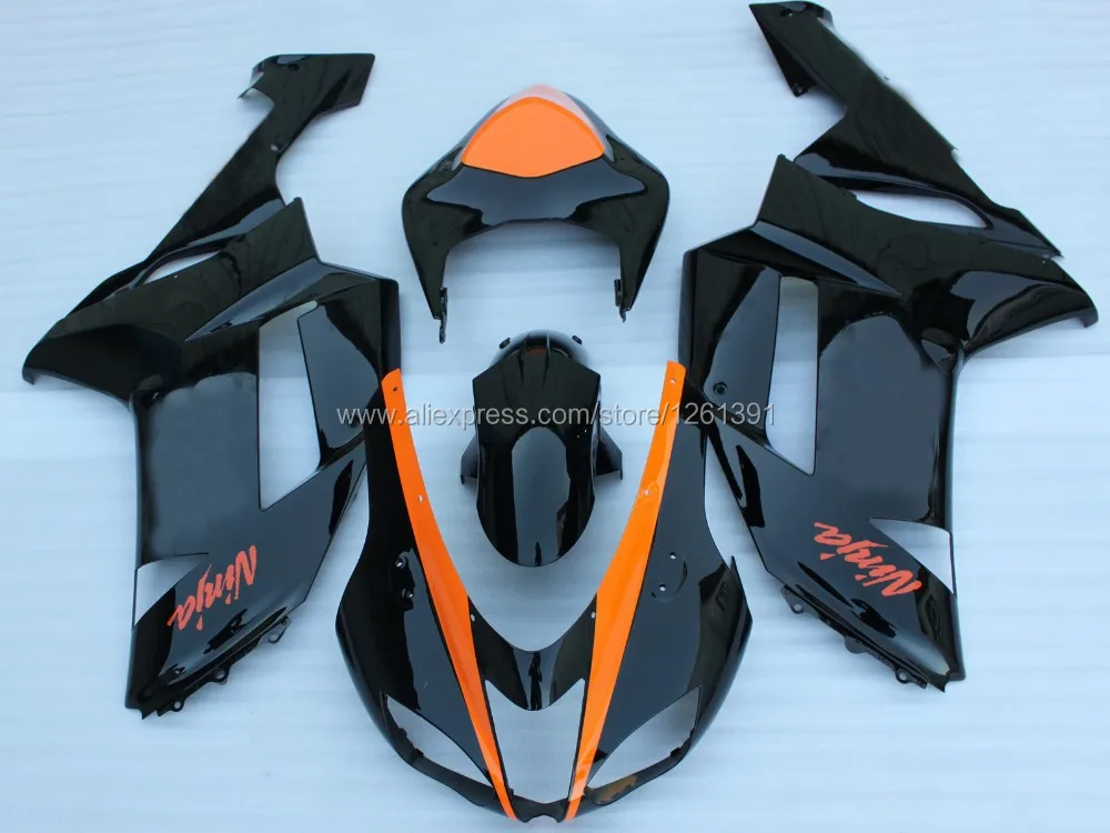 Оранжевый черный обтекатель комплект для Kawasaki NINJA ZX 6R 636 07 08 ZX-6R 07-08 ZX6R 2007 2008 ZX 6R 07 08 Обтекатели& хвост cove
