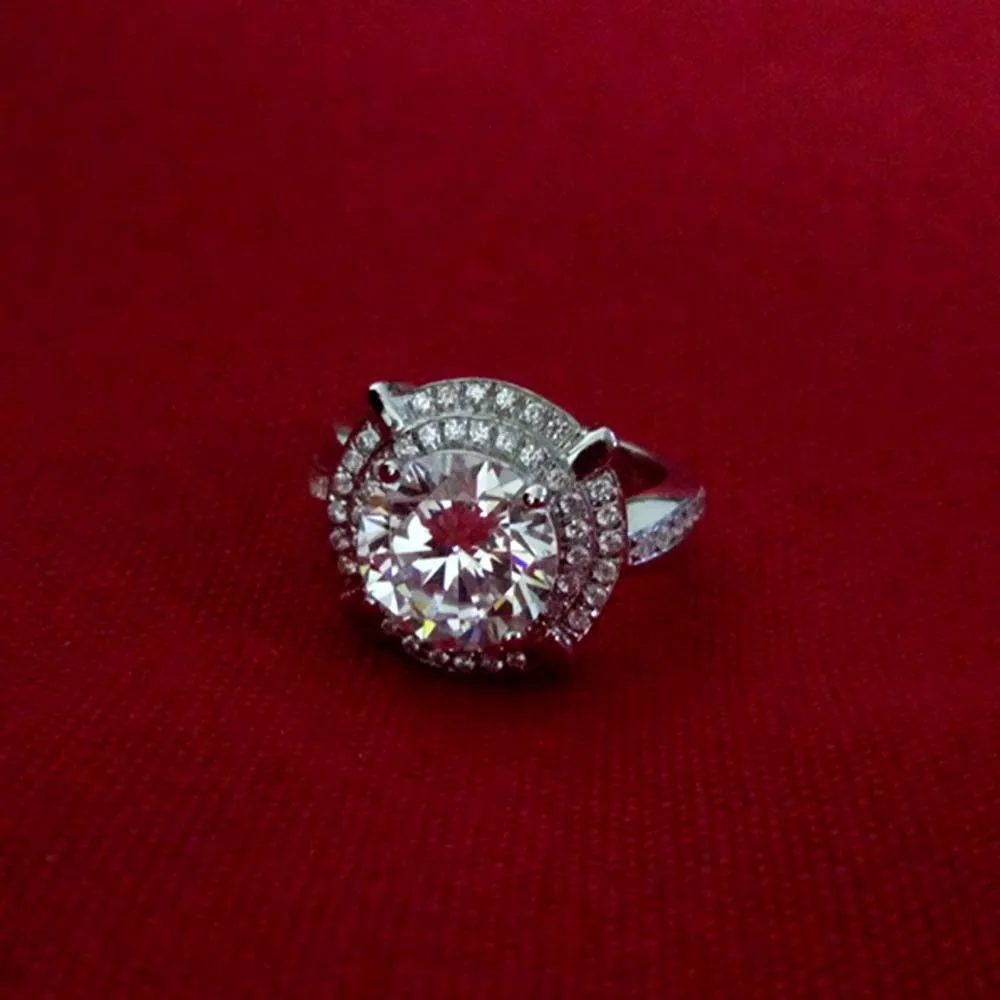 Подлинная Silver 3CT diamond Обручение кольцо Для женщин заявление Юбилей Love подарок для подруги натуральная чистого серебра кольцо