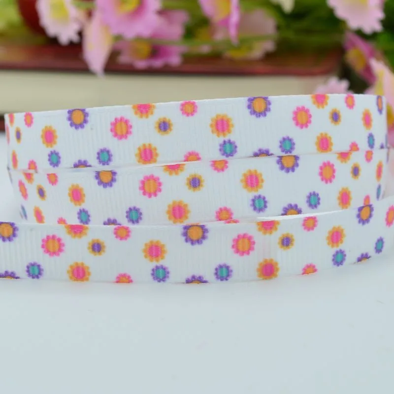 Duwes 3/" 9 мм с цветочным принтом полушерстяной лентой, hairbow DIY ручной одежды материалы 50 ярдов oem