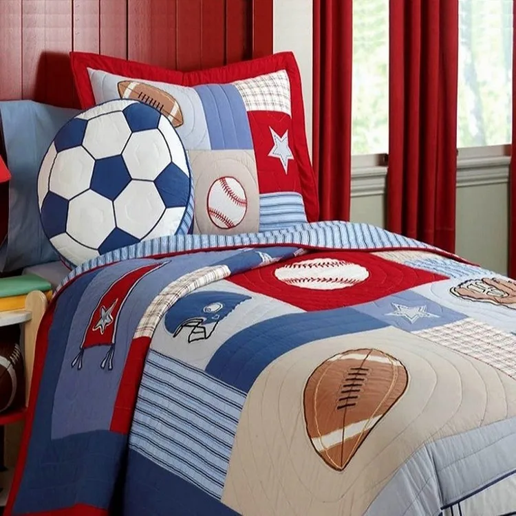 Регби Футбол/Футбол Детский Комплект постельного белья Бейсбол Мальчики постельные принадлежности набор ручные Аппликации лоскутное стеганое одеяло набор