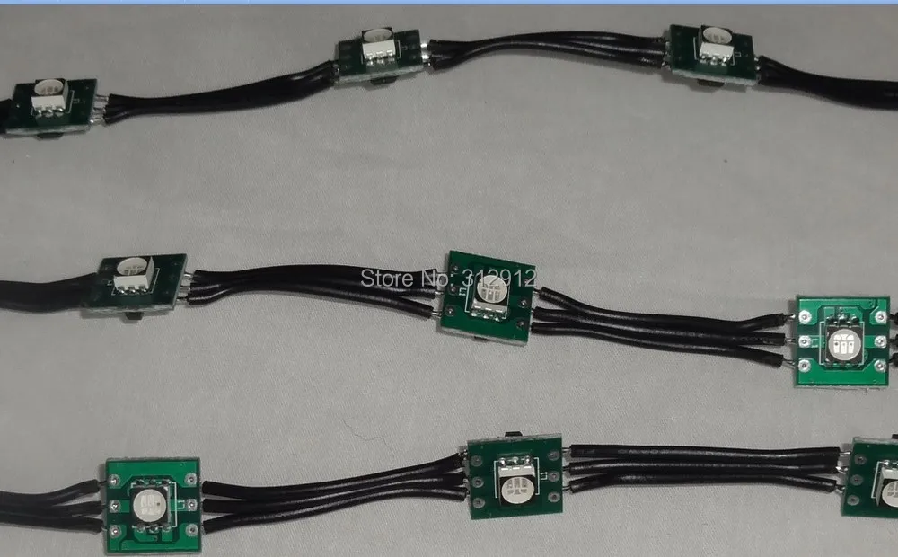 Черный DC12V WS2811 LED 5050 SMD Pixel узел; 100 шт. строка; черные провода; 5 см провода интервал