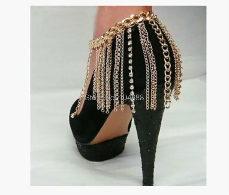 L70 модные женские туфли с цепочкой на щиколотке мульти-цепочки несколько слоев золото Цвет Стразы цепи ювелирные изделия золота или серебра 2 цвета