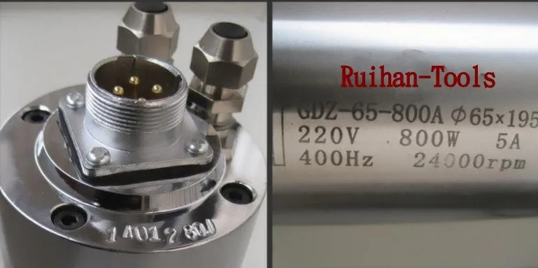 Шпиндель для гравировочной машинки 0.8KW с водяным охлаждением шпиндель мотор заточный станок для гавировки 65x158 мм