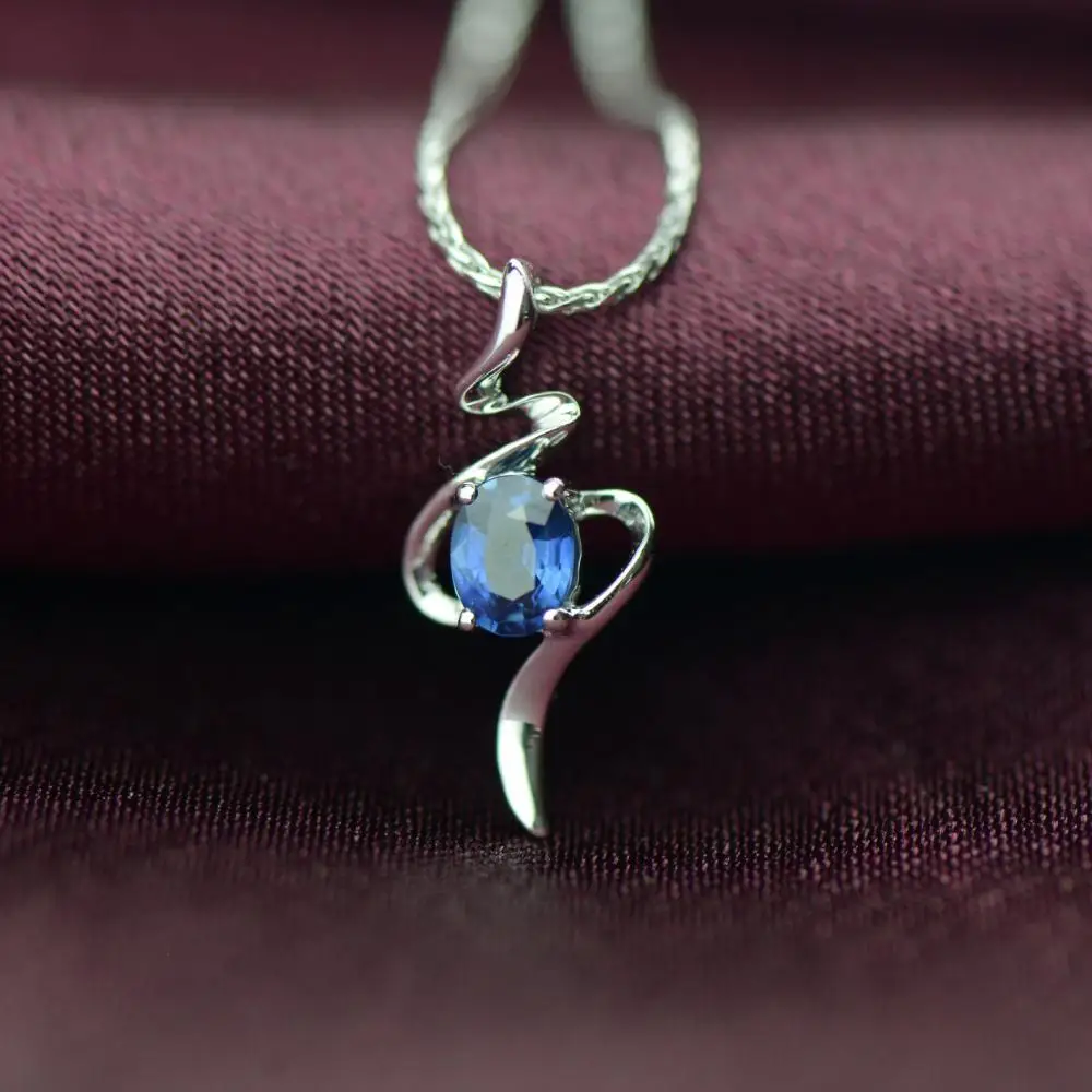 GVBORI 0.35ct природных синий сапфир драгоценный камень 18 К белого золота образец кулон дешевые Ювелирные украшения Для женщин Подарок Elegent и благородный ежедневно