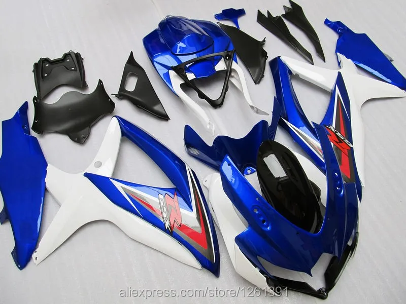 Литья под давлением для K8 08 09 10 SUZUKI GSX R750 GSX-R750 GSXR 750 комплект сине-белые k987 GSXR750 K8 2008 2009 2010 обтекатель