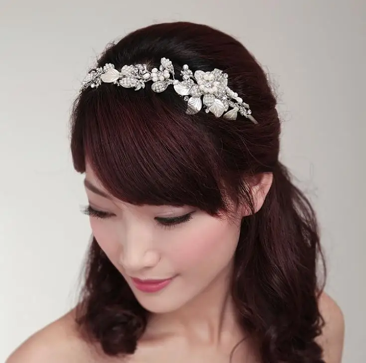 Handmade Wedding Tiara Headband Crystal Pearl Flower Head Piece Handmade Wedding Tiara Headband Crystal Pearl Flower Head Piece Bride Vintage Bridal Headpieces Hair Jewelry Accessorieswigo0266 In From