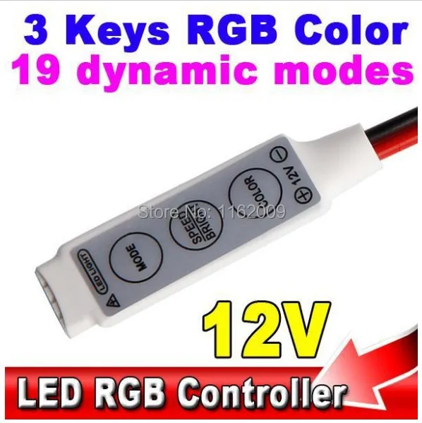 12 В мини 3 клавиши RGB цветной светодиодный регулятор яркости Диммер для светодиодный 3528 5050 полосы света(без штепсельной вилки постоянного тока