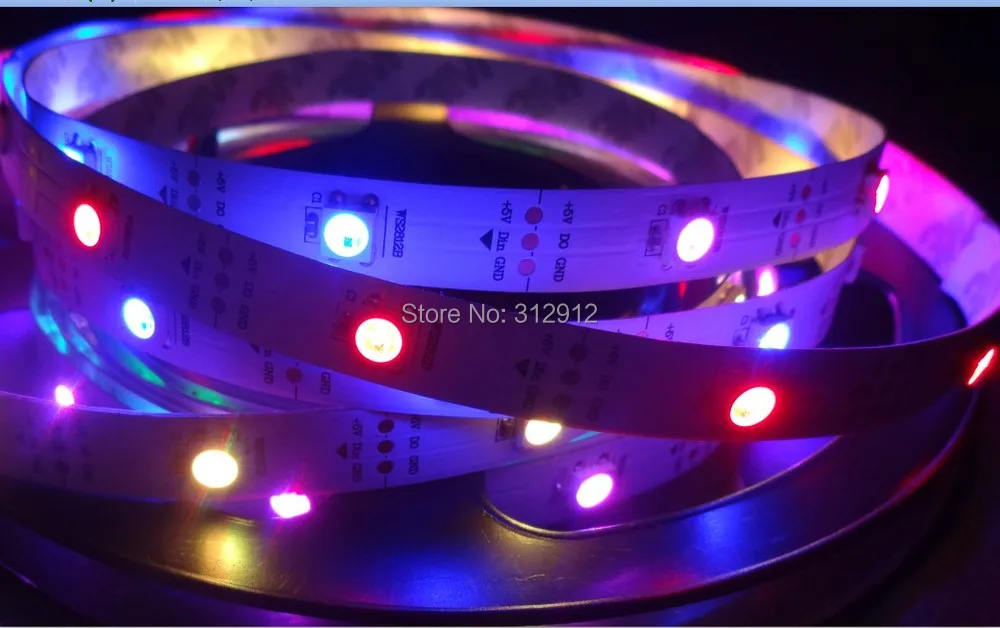 5 m DC5V WS2812B светодиодный пиксель srip, не обладает водонепроницаемостью, 30 шт. WS2812B/м со светодиодной подсветкой из 30 пикселей; 36 Вт; белый pcb; 4pin