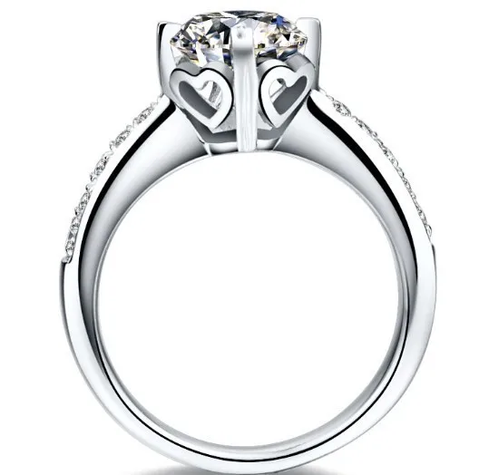 Jewelry Кольцо 0.6ct Обручение кольцо для Для женщин натуральная синтетических алмазов кольцо проложили Для женщин зубец кольцо стерлингового серебра