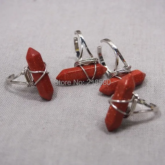 H-ADR09 Исцеление Камень Goldsand точка серебряное кольцо