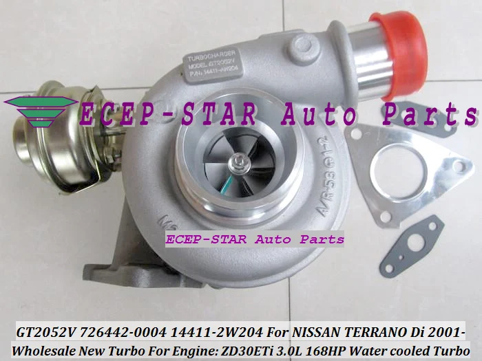 TURBO GT2052V 726442-0004 726442-0001 14411-2W204 144112W204 Water cooled Turbine Turbocharger For NISSAN TERRANO Di 2001- ZD30ETi 3.0L 168HP (7)