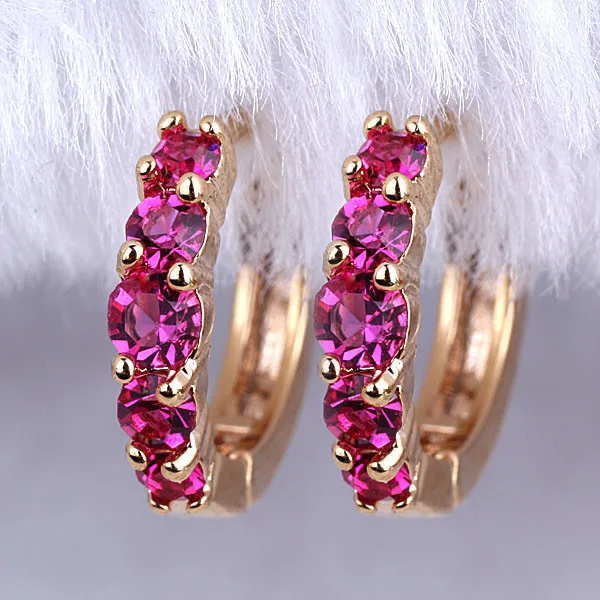 Классическая Женская золото GP стерлингового серебра 925 Серьги-кольца Jewelry E064