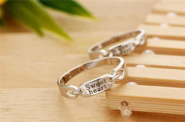 Uloveido 2 шт. Jewelry серебряные кольца пара для мужчин и женщин обручальное кольцо набор ювелирной моды Sweet Heart гравировки Ringen кольца для женщин бижутерия женское J054