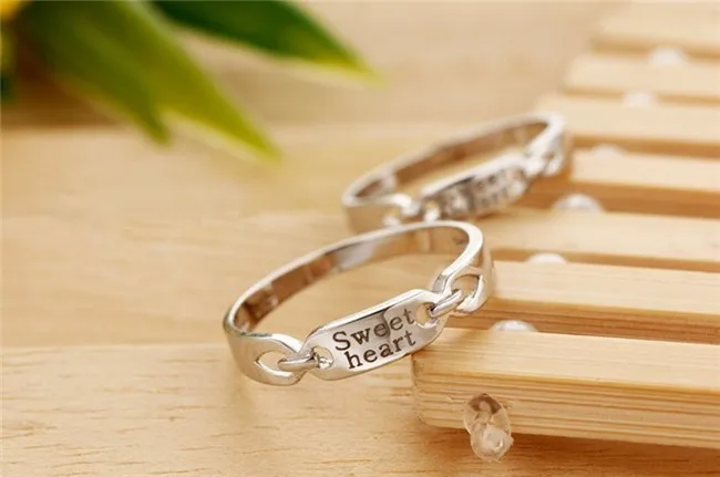 Uloveido 2 шт. Jewelry серебряные кольца пара для мужчин и женщин обручальное кольцо набор ювелирной моды Sweet Heart гравировки Ringen кольца для женщин