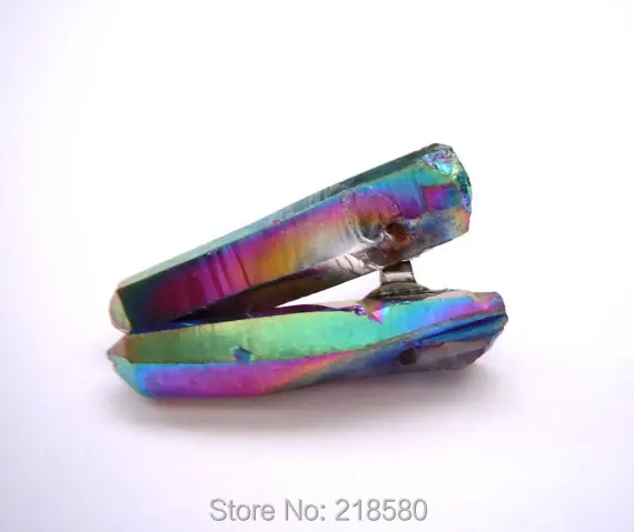 СЕР-019 Радужный титановый кварц Кристал острый серьги-гвоздики Boho элегантный стиль