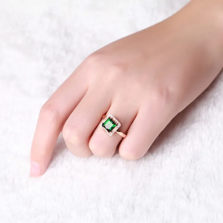 ZOCAI Новое поступление CHANSON серии 2,0 CT настоящий зеленый турмалин чистый 18 K розовое золото кольцо с 0,12 CT натуральный бриллиант