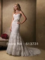 Wholesale 2013 New Style Sweetheart Tiered Lace Skirt Mermaid Wedding Dresses With Flowers MG13010