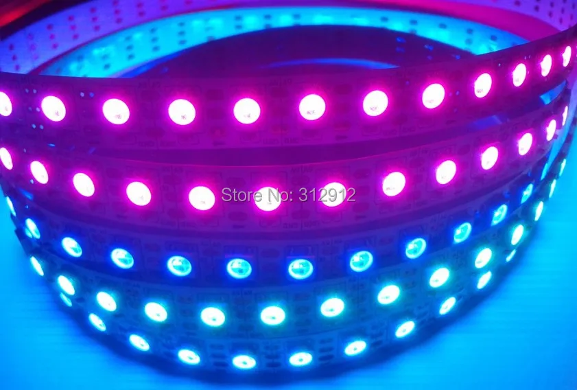5 м DC5V WS2812B светодиодные полосы пикселей, не водонепроницаемый, 96 шт. WS2812B/M с 96 пикселей; Белый печатной платы, только 4PIN
