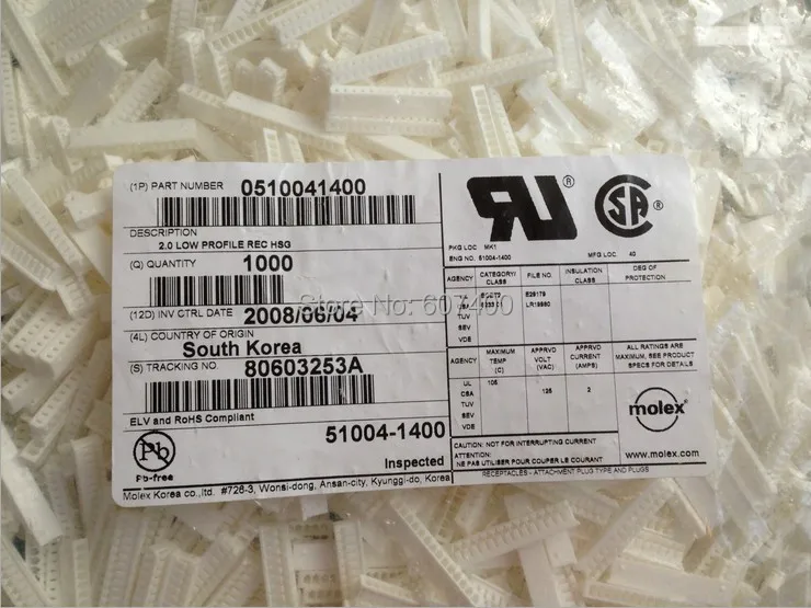 0510041400 CONN RCPT жилье 2 мм 14pos SGL 51004-1400 molex Инструменты для наращивания волос терминалы жилья 100% новое и оригинальное части 510041400