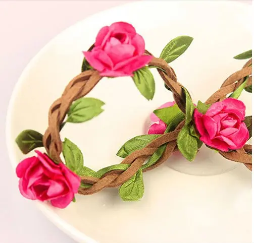 Шт. 100 шт. boho оголовье цветок Корона оголовье 5 цветы плетеные Свадебные венок аксессуар для волос для женщин