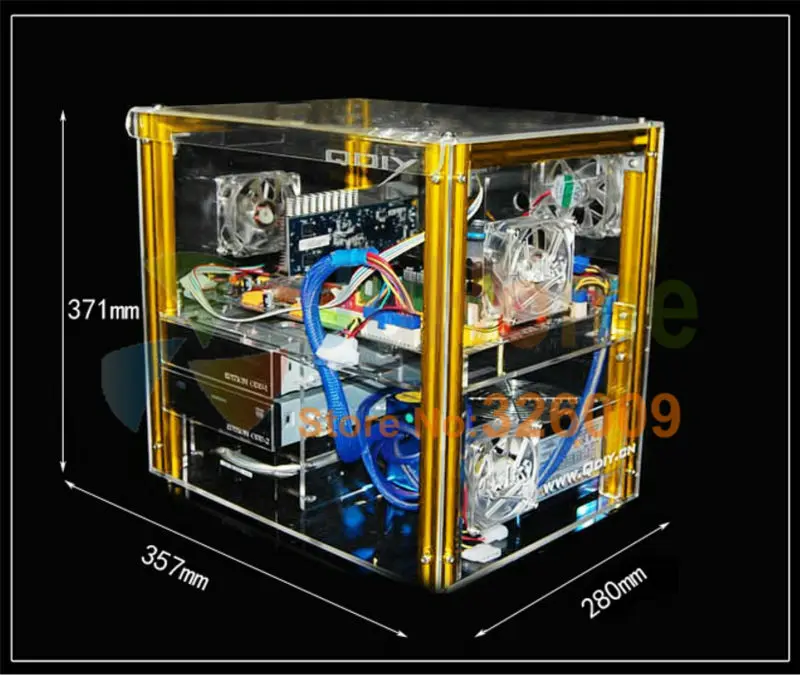 Роскошный DIY горизонтальный прозрачный чехол из поликарбоната, акрил, поддержка ATX, M-ATX, персонализированный Модный чехол из поликарбоната, QDIY PC-C004