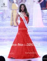Latest Miss world 2013 sleeveless tiered red evening dresses prom part dress fromal dress 2014 BO2634