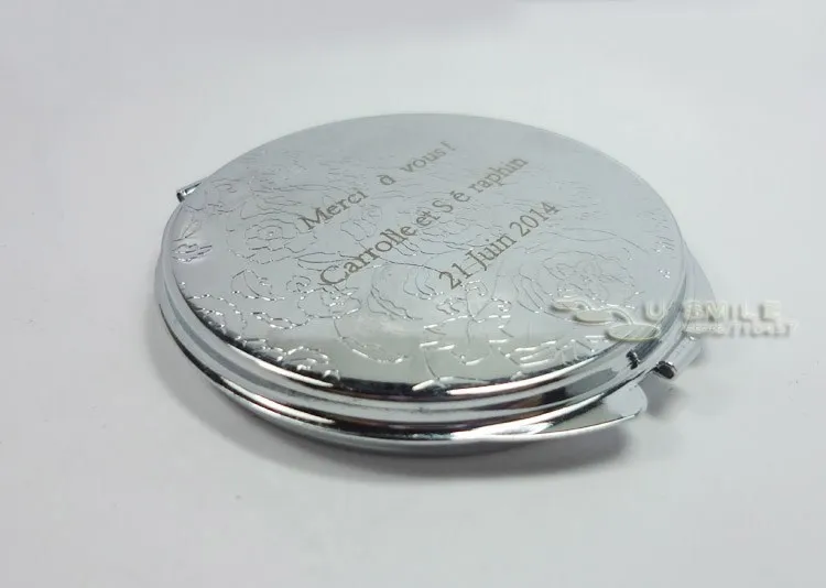 500X персонализированные круглое компактное зеркало свадебный сувенир подарки невесте гравировка+ Черный Бархатный Чехол#18032