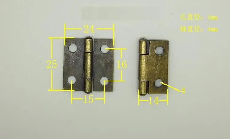 100 шт./лот высокое качество античная латунь шкатулке петля 25x24x0.7