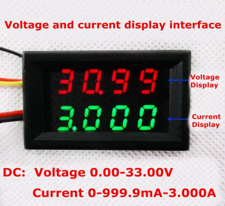 RD зеленый/синий/красный+ красный двойной светодиодный 4 в 1 0,28 термометр измеритель мощности амперметр вольтметр напряжение тока DC 0-33,0 в/3 А [3 шт./партия]