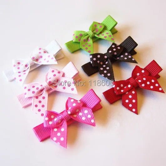 Classic Style Polka Dot Tiny Hair Bow Clippies.jpg