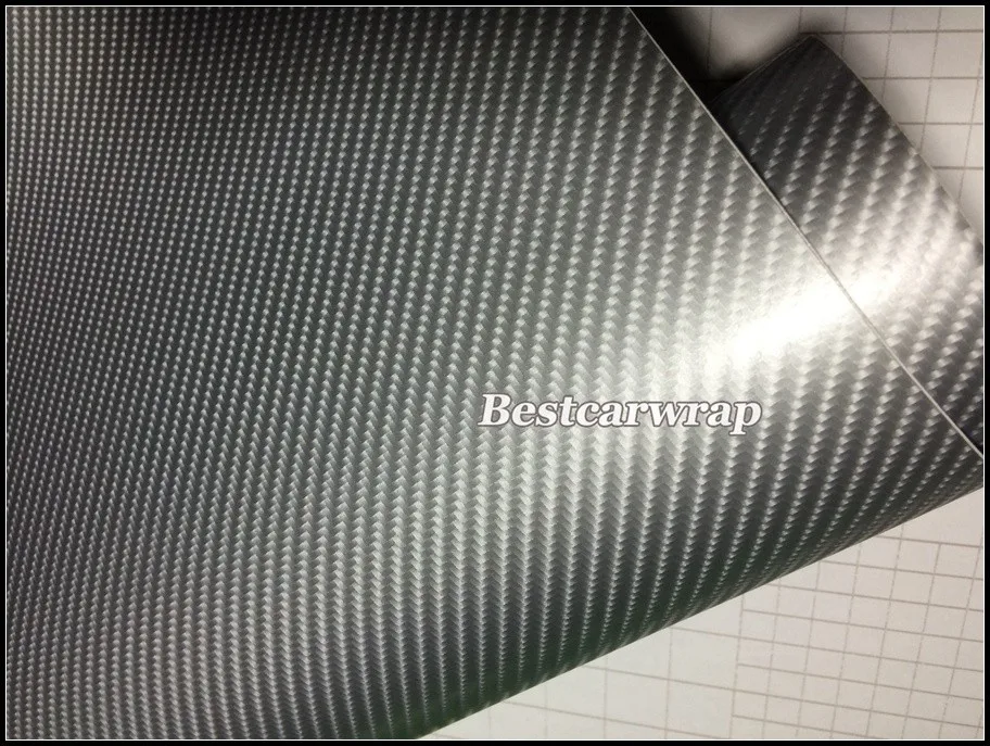 4D Silver Carbon Fiber Vinyl Car wrapping Film Carbon fibre Foie 3m (7)
