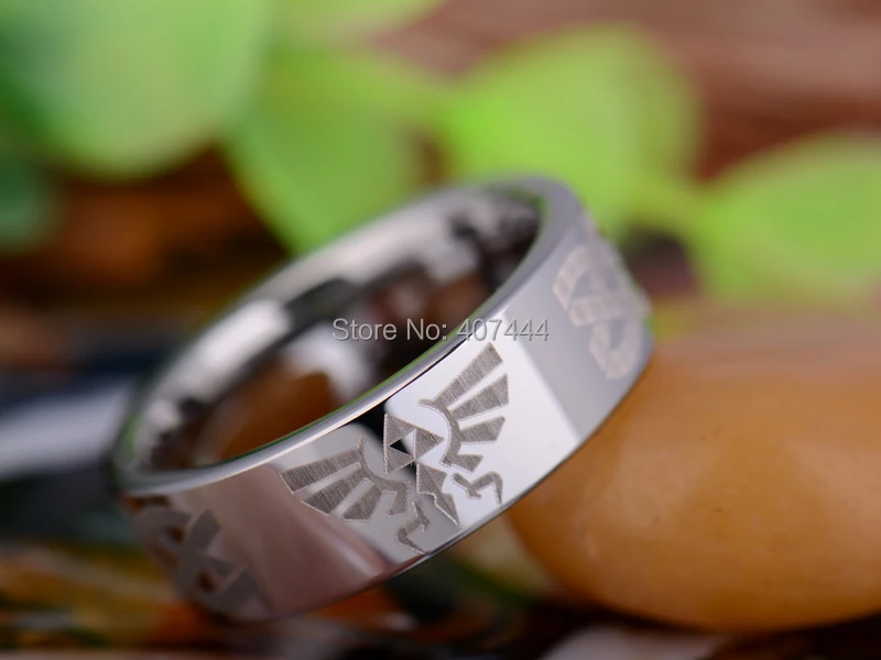 Бесплатная доставка YGK JEWELRY Лидер продаж 8 мм серебряные трубы Легенда о Zelda Мужская Новое кольцо Вольфрам обручальное кольцо из карбида