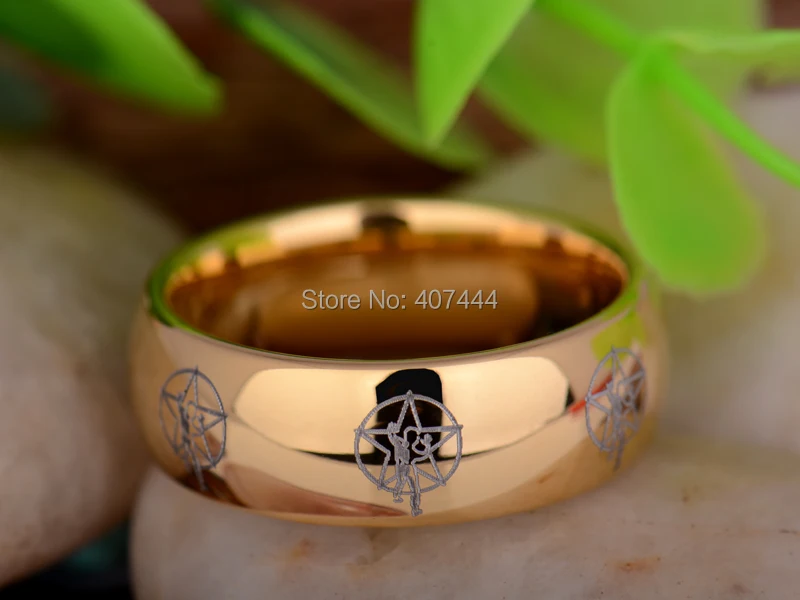 Бесплатная доставка YGK Jewelry Лидер продаж 8 мм Новый золотой купол Star Для мужчин Supernature Для Мужчин's Вольфрам обручальное кольцо из карбида