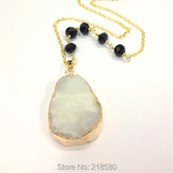 Sn-062 Druzy ювелирных изделий Белый Агат Кластера Кулон Цепочки и ожерелья с Розария цепи