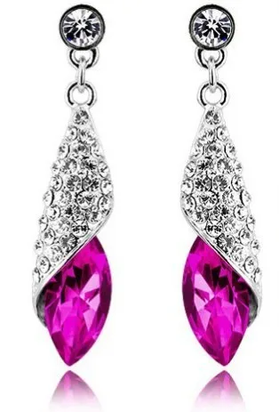 Pendientes Brincos Роскошные Длинные Diamante Серебряный Красный Кристалл серьги Красный горный хрусталь украшения