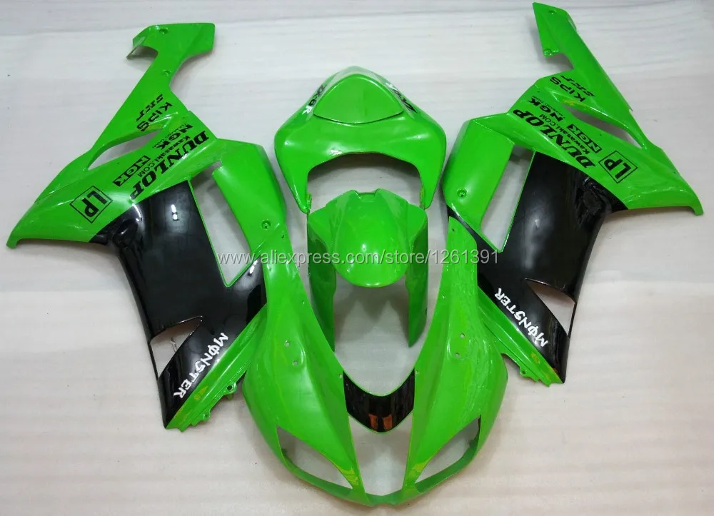 Зеленый черный обтекатель комплект для Kawasaki NINJA ZX 6R 636 07 08 ZX-6R 07-08 ZX6R 2007 2008 ZX 6R 07 08 freecustom обтекатели