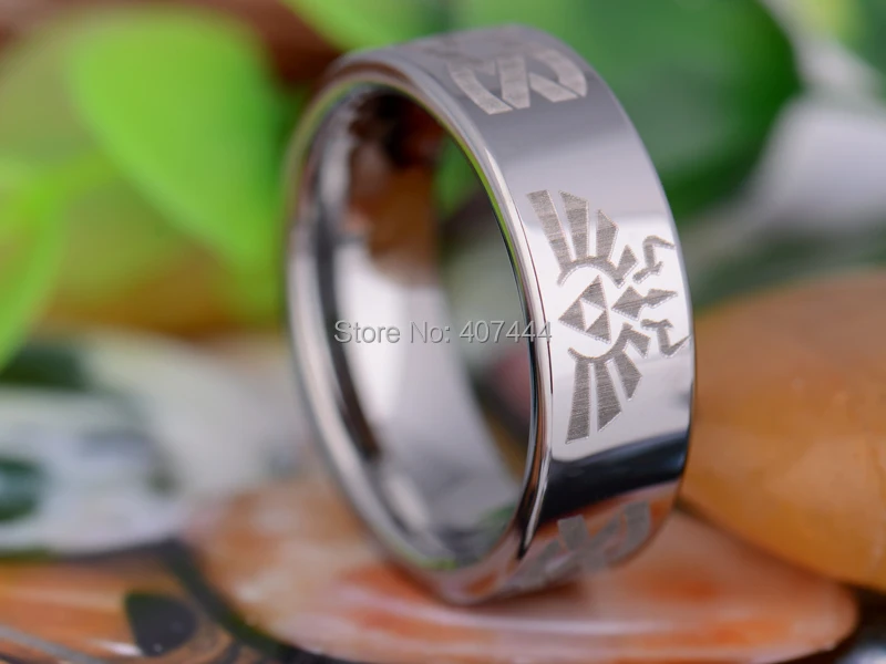 Бесплатная доставка YGK JEWELRY Лидер продаж 8 мм блестящие Серебристые трубы Легенда о Zelda новые мужские Вольфрам обручальное кольцо из карбида