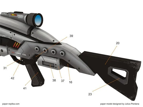 Mass Effect 2 M8 Мститель винтовка 1:1 масштаб 3D бумажная модель косплей наборы, дети взрослые оружие Бумажные модели игрушки ручной работы