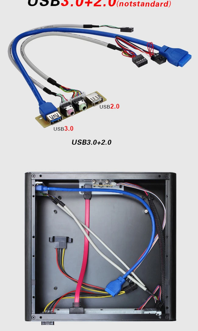 Realan Алюминиевый мини itx Настольный ПК чехол E-i7 с блоком питания, CD-ROM, слотами черный серебристый