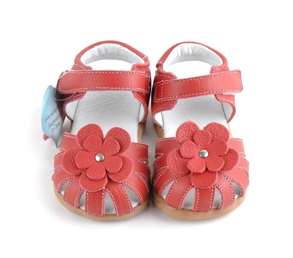 Новые сандалии из натуральной кожи для девочек, летние ходунки, обувь с цветами, противоскользящая подошва, сандалии для малышей, 12,3-18,3