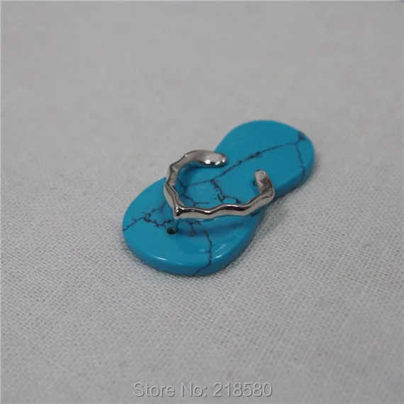 H-dp35 пляж ювелирные изделия услышав камень Howlite шлепанцы Кулон Тапочки Шарм Серебряный 40 мм x 20 мм
