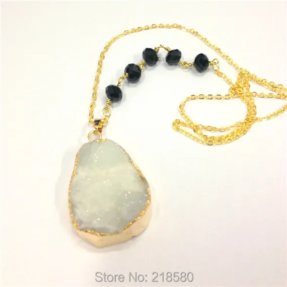 Sn-062 Druzy ювелирных изделий Белый Агат Кластера Кулон Цепочки и ожерелья с Розария цепи